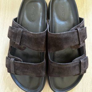 VINCE MEN'S DUKE SANDALS - DARK BROWN - 9.5